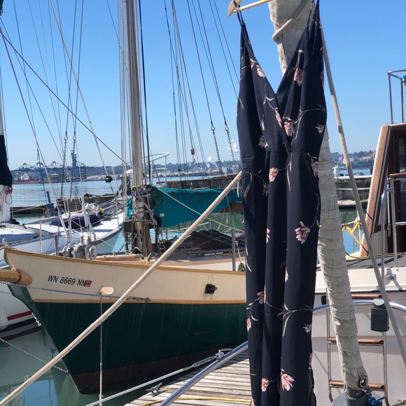 Navy Floral Maxi Dress - Picture 1 of 5